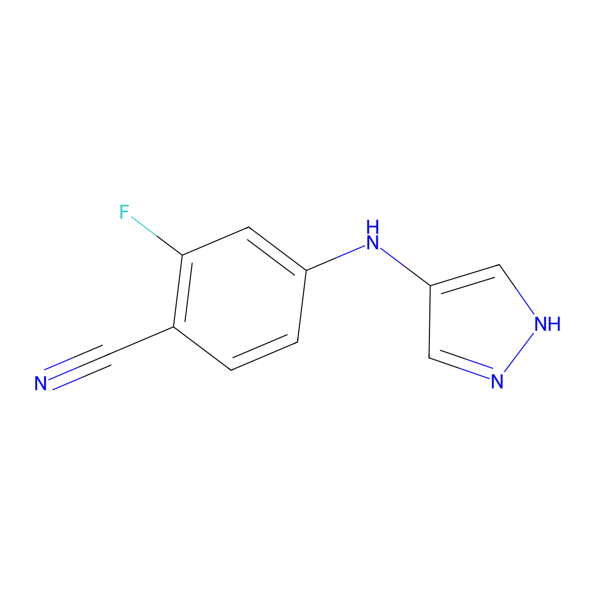 2-Fluoro-4-[(1H-pyrazol-4-yl)amino]benzonitrile molecular structure, CAS 2060036-64-6