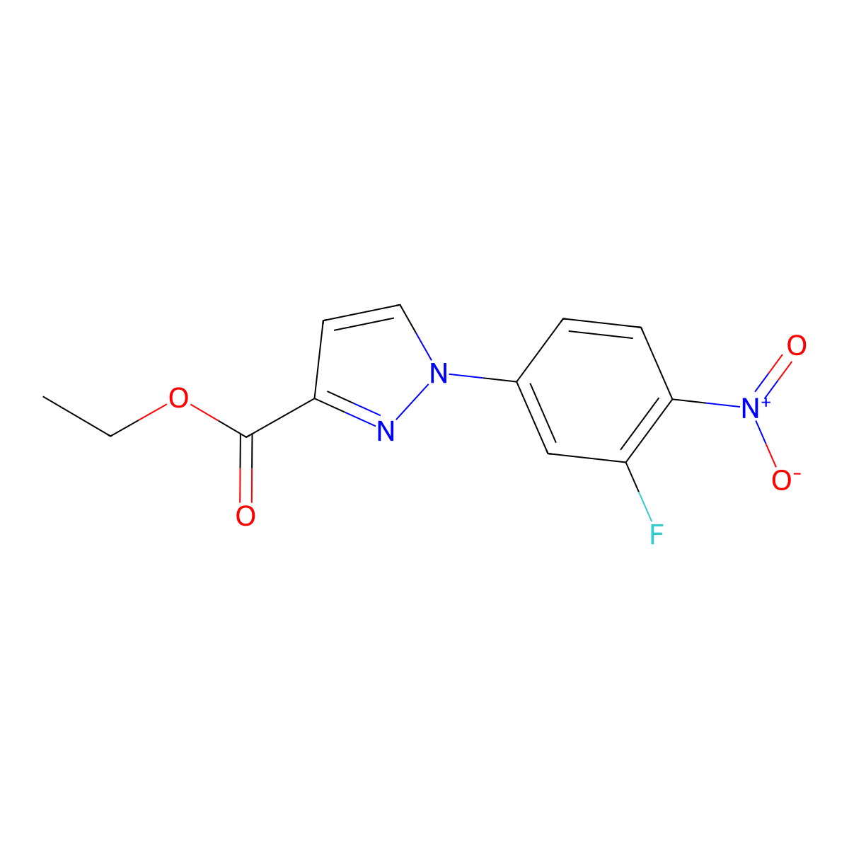 Ethyl 1-(3-fluoro-4-nitrophenyl)-1H-pyrazole-3-carboxylate molecular structure, CAS 2060036-70-4