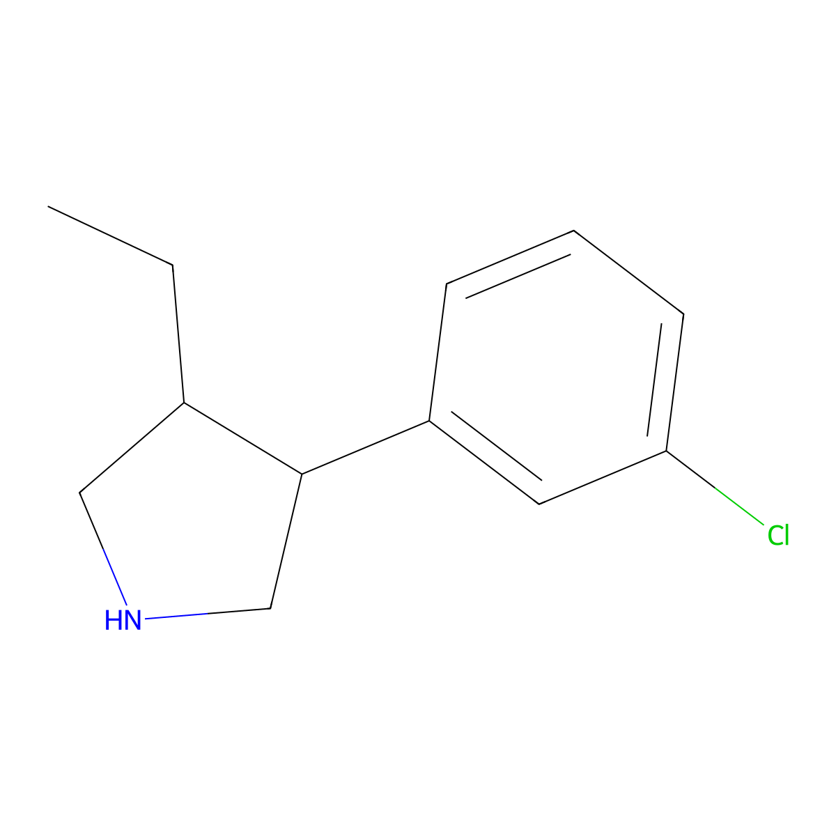 3-(3-Chlorophenyl)-4-ethylpyrrolidine molecular structure, CAS 2060036-84-0