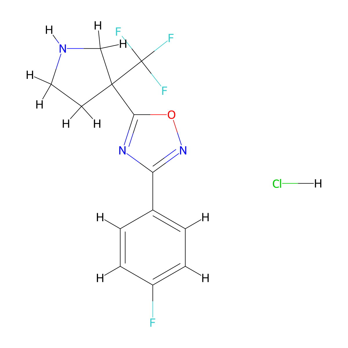 3-(4-Fluorophenyl)-5-[3-(trifluoromethyl)pyrrolidin-3-yl]-1,2,4-oxadiazole hydrochloride molecular structure, CAS 2060036-86-2