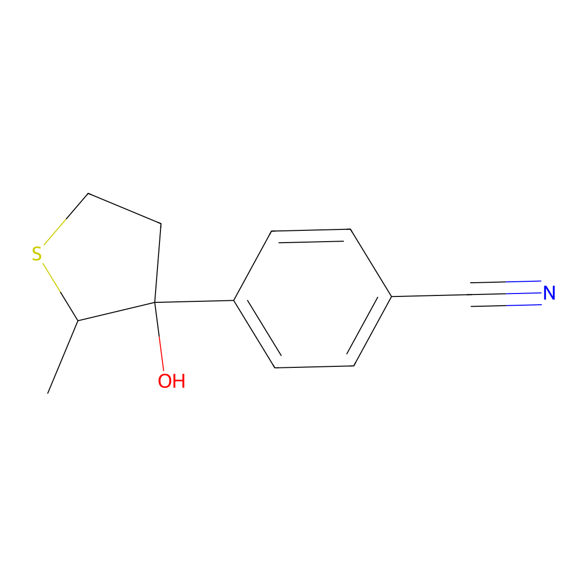 4-(3-Hydroxy-2-methylthiolan-3-yl)benzonitrile molecular structure, CAS 2060036-87-3