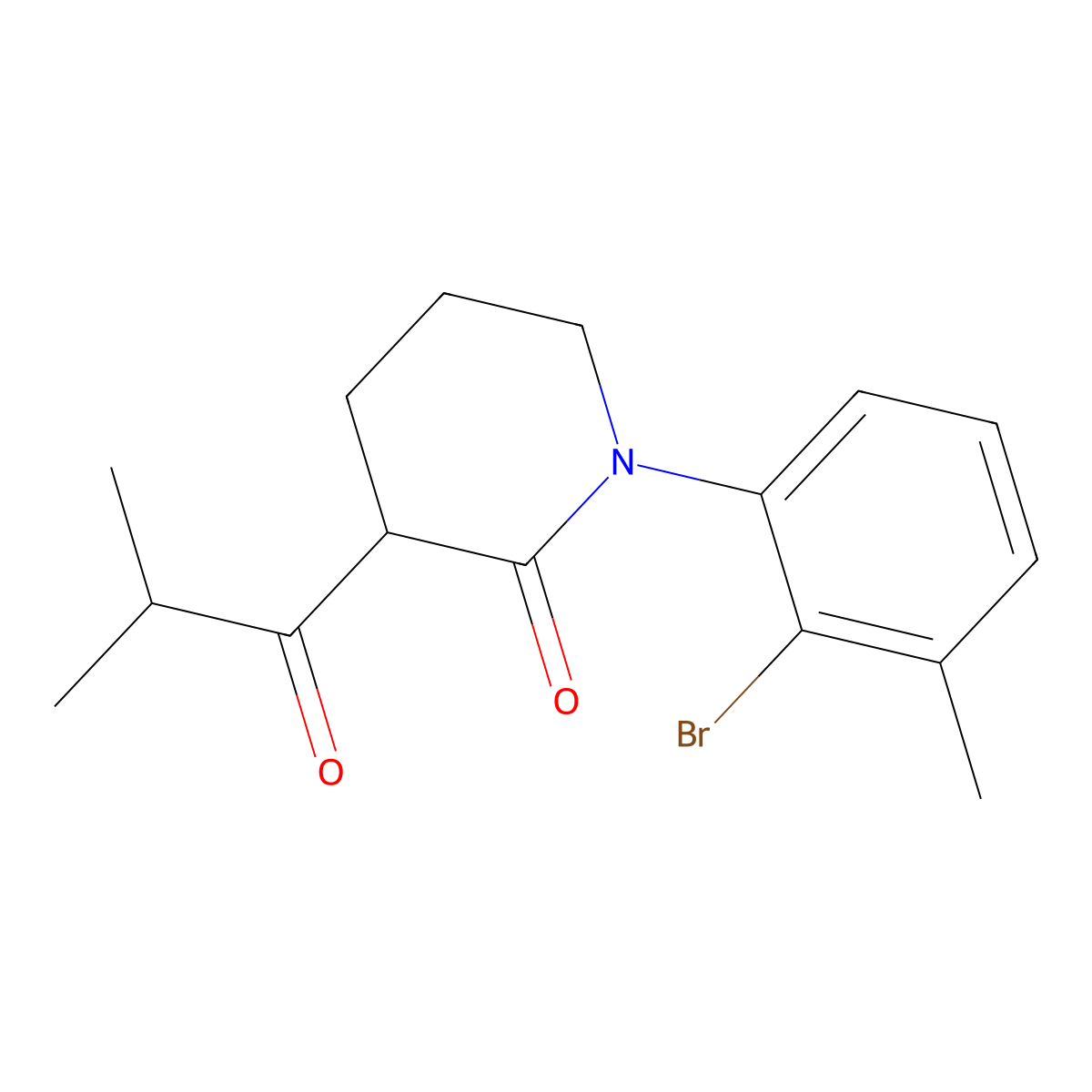 1-(2-Bromo-3-methylphenyl)-3-(2-methylpropanoyl)piperidin-2-one molecular structure, CAS 2060036-94-2