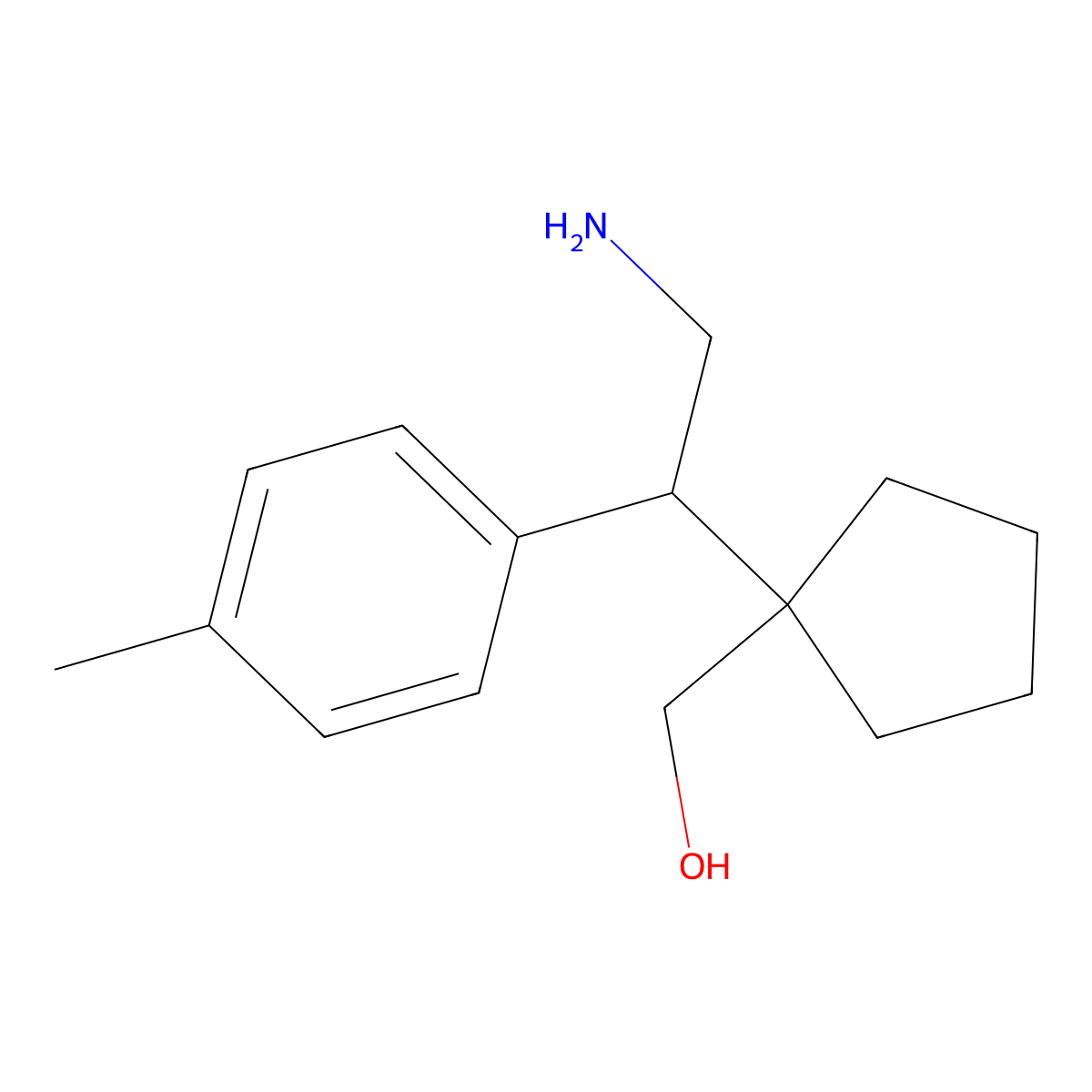 {1-[2-Amino-1-(4-methylphenyl)ethyl]cyclopentyl}methanol molecular structure, CAS 2060037-05-8