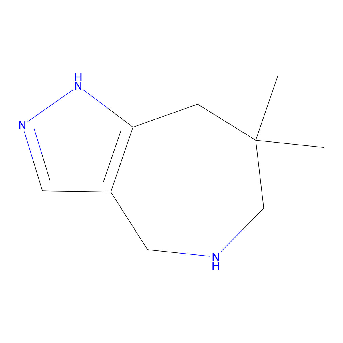 7,7-Dimethyl-1H,4H,5H,6H,7H,8H-pyrazolo[4,3-c]azepine molecular structure, CAS 2060037-07-0