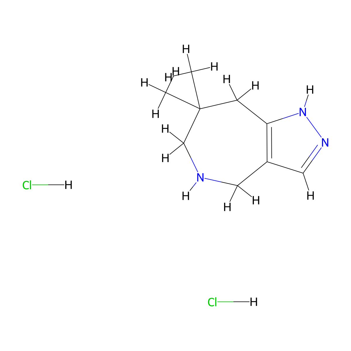 7,7-dimethyl-1H,4H,5H,6H,7H,8H-pyrazolo[4,3-c]azepine dihydrochloride molecular structure, CAS 2060037-08-1