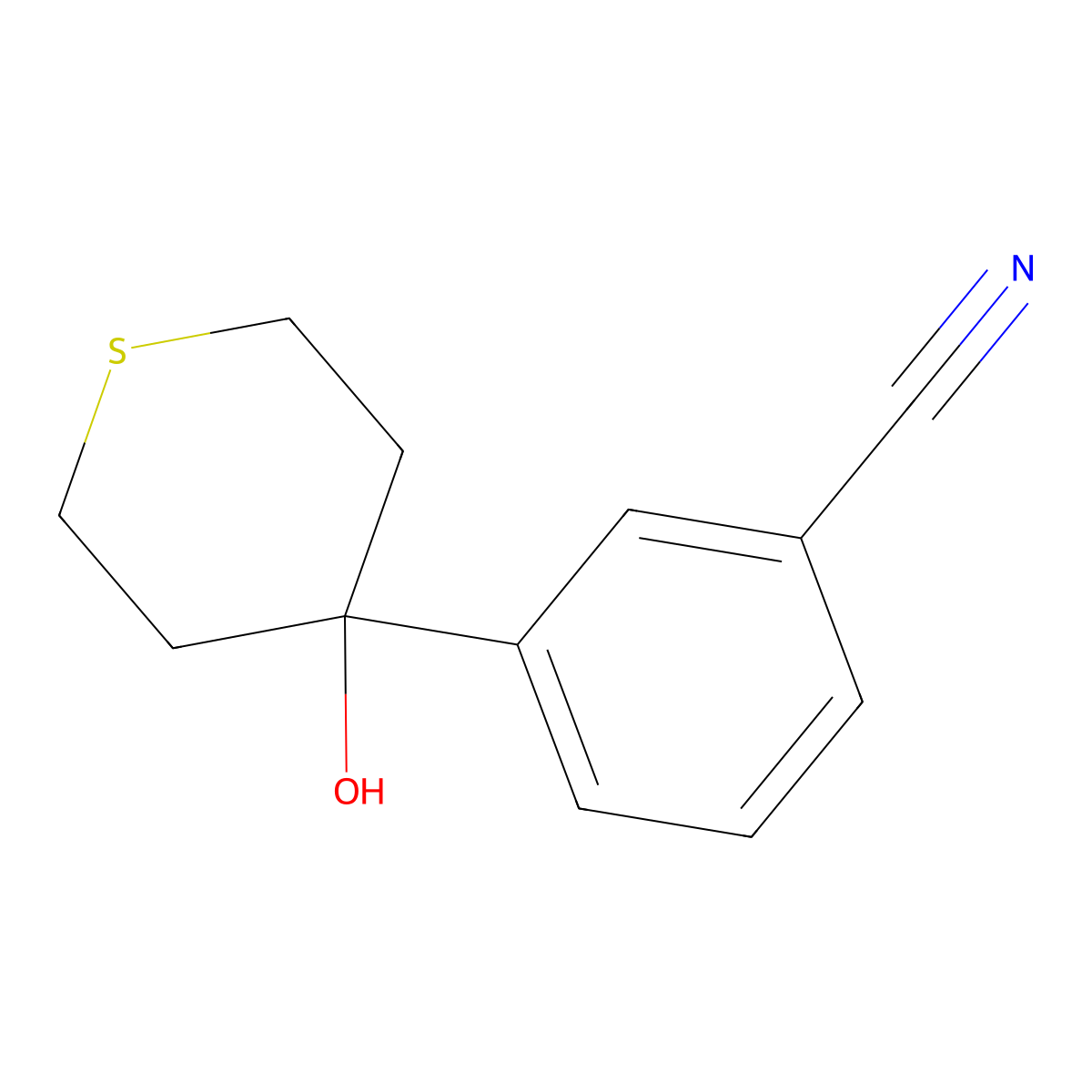 3-(4-Hydroxythian-4-yl)benzonitrile molecular structure, CAS 2060037-10-5