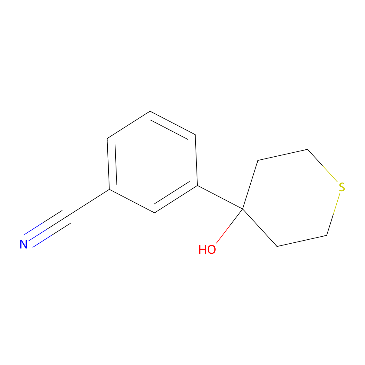 3-(4-Hydroxythian-4-yl)benzonitrile molecular structure, CAS 2060037-10-5