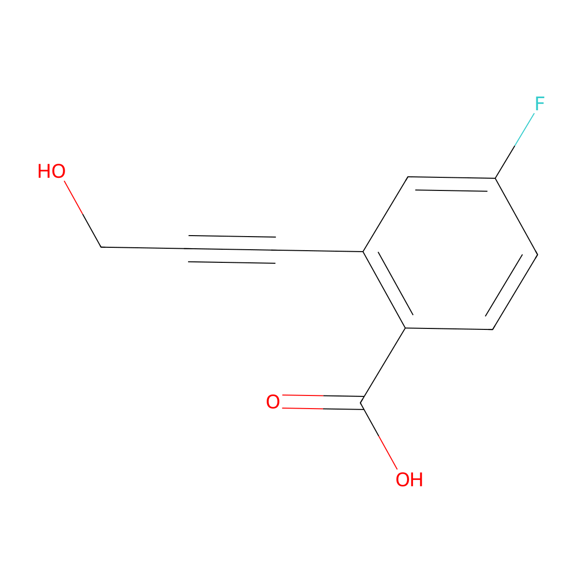 4-Fluoro-2-(3-hydroxyprop-1-yn-1-yl)benzoic acid molecular structure, CAS 2060037-11-6