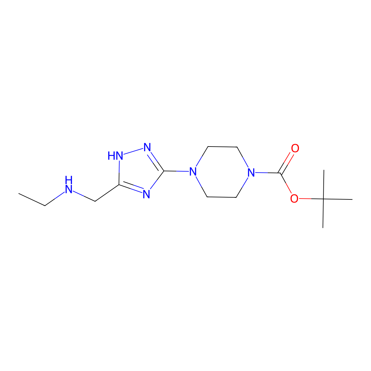 tert-Butyl 4-{5-[(ethylamino)methyl]-1H-1,2,4-triazol-3-yl}piperazine-1-carboxylate molecular structure, CAS 2060037-18-3