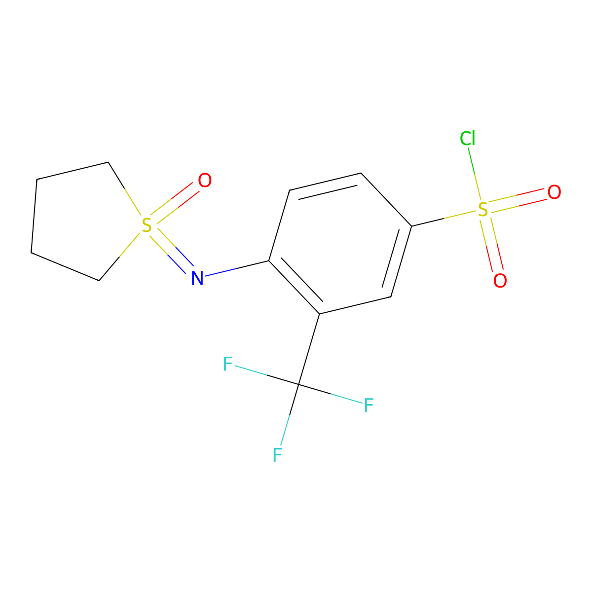 4-[(1-Oxo-1lambda6-thiolan-1-ylidene)amino]-3-(trifluoromethyl)benzene-1-sulfonyl chloride molecular structure, CAS 2060037-27-4