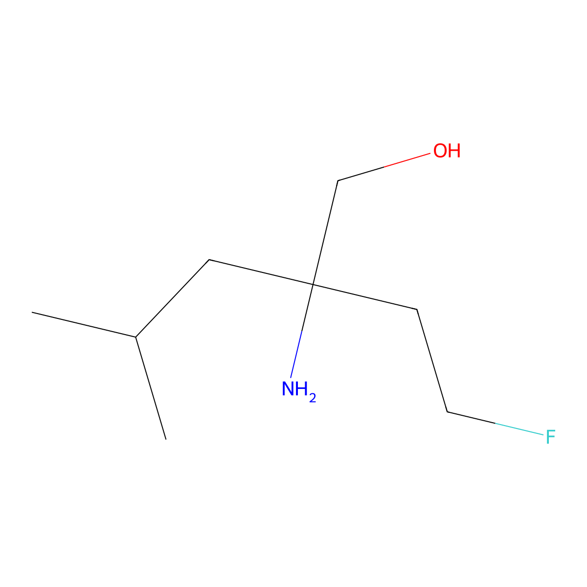 2-Amino-2-(2-fluoroethyl)-4-methylpentan-1-ol molecular structure, CAS 2060037-38-7
