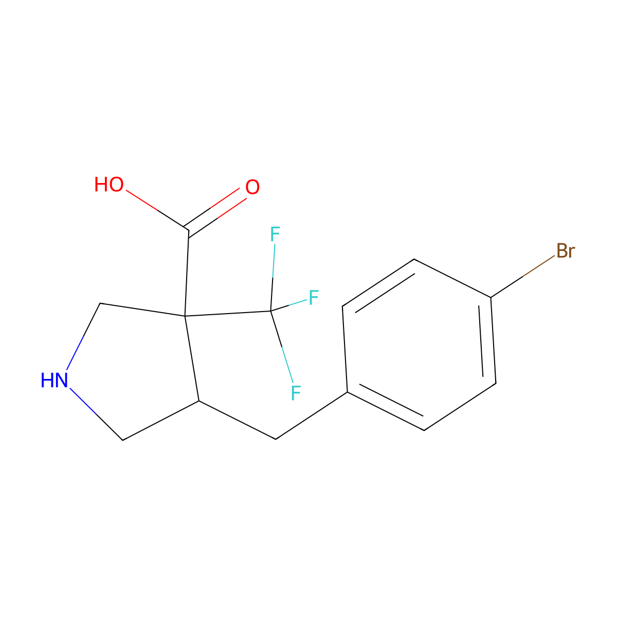 4-[(4-Bromophenyl)methyl]-3-(trifluoromethyl)pyrrolidine-3-carboxylic acid molecular structure, CAS 2060037-41-2