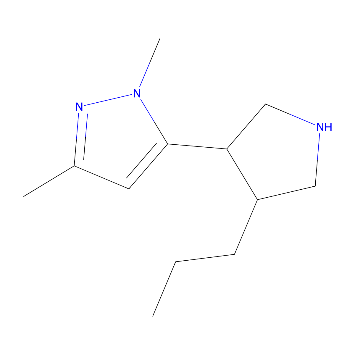1,3-Dimethyl-5-(4-propylpyrrolidin-3-yl)-1H-pyrazole molecular structure, CAS 2060037-42-3