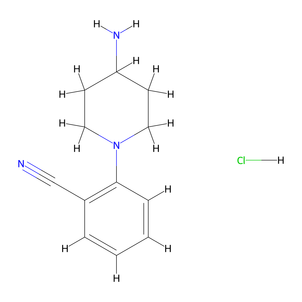 2-(4-Aminopiperidin-1-yl)benzonitrile hydrochloride molecular structure, CAS 2060037-57-0
