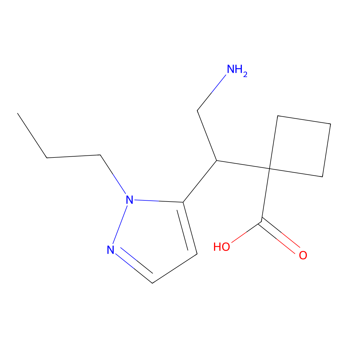1-[2-Amino-1-(1-propyl-1H-pyrazol-5-yl)ethyl]cyclobutane-1-carboxylic acid molecular structure, CAS 2060037-67-2