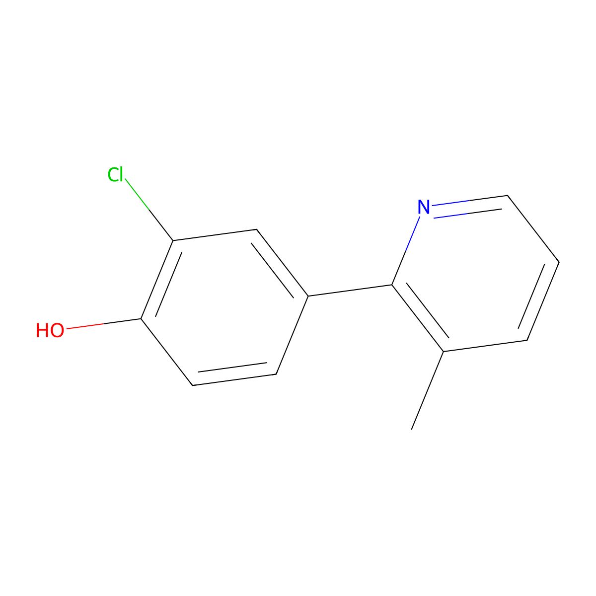 2-Chloro-4-(3-methylpyridin-2-yl)phenol molecular structure, CAS 2060037-74-1