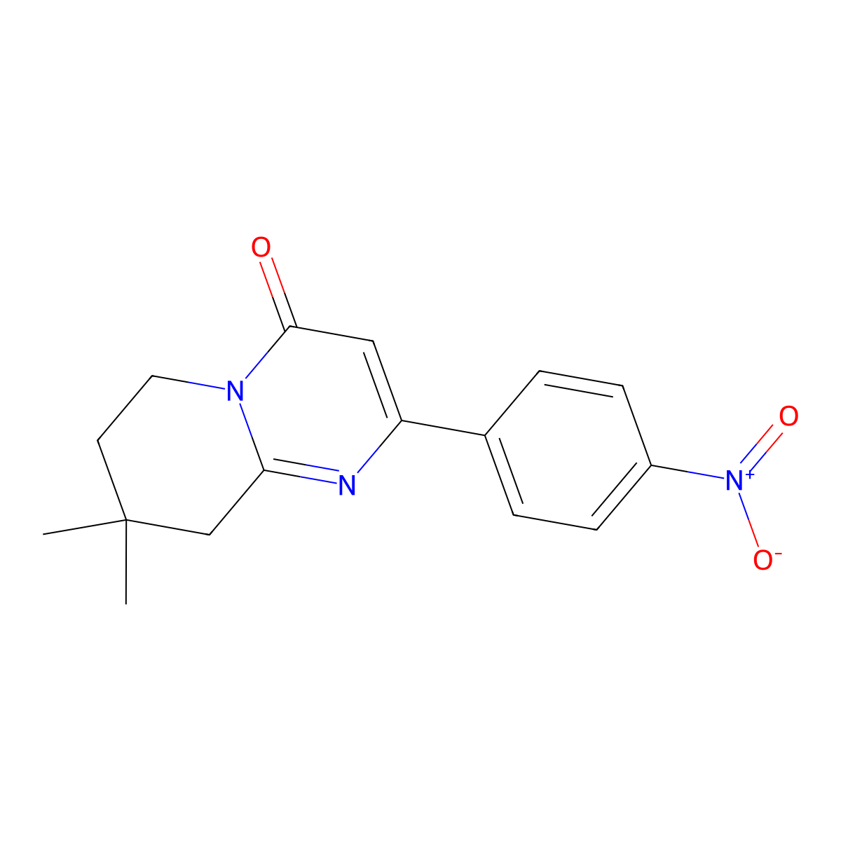 8,8-Dimethyl-2-(4-nitrophenyl)-4H,6H,7H,8H,9H-pyrido[1,2-a]pyrimidin-4-one molecular structure, CAS 2060037-77-4