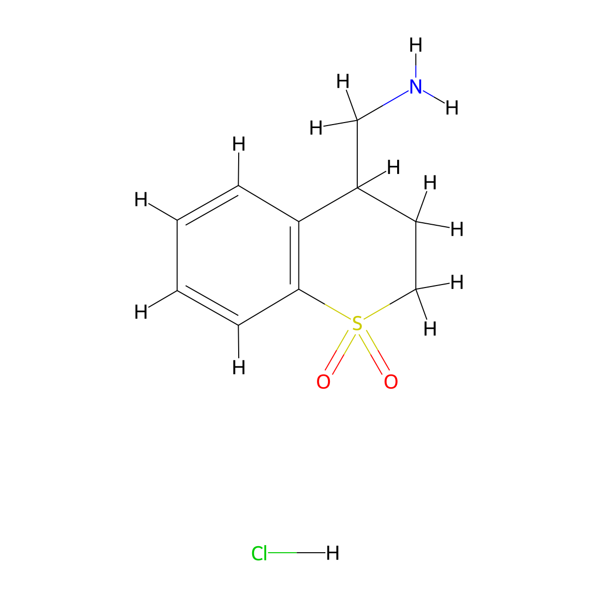 4-(aminomethyl)-3,4-dihydro-2H-1lambda6-benzothiopyran-1,1-dione hydrochloride molecular structure, CAS 2060037-87-6
