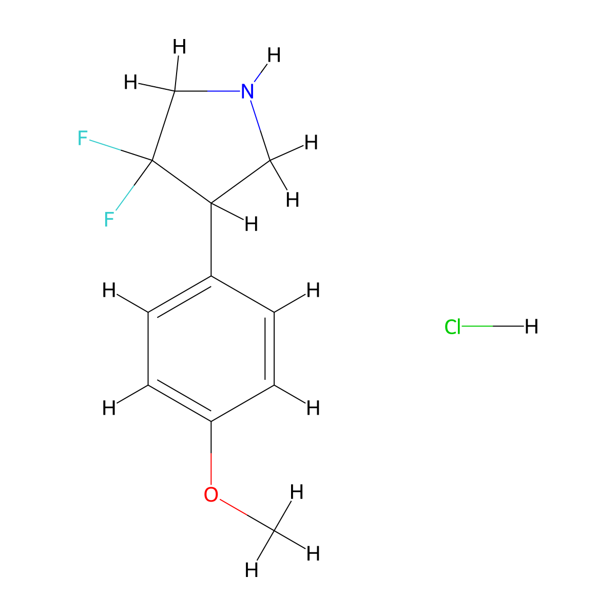 3,3-Difluoro-4-(4-methoxyphenyl)pyrrolidine hydrochloride molecular structure, CAS 2060037-98-9