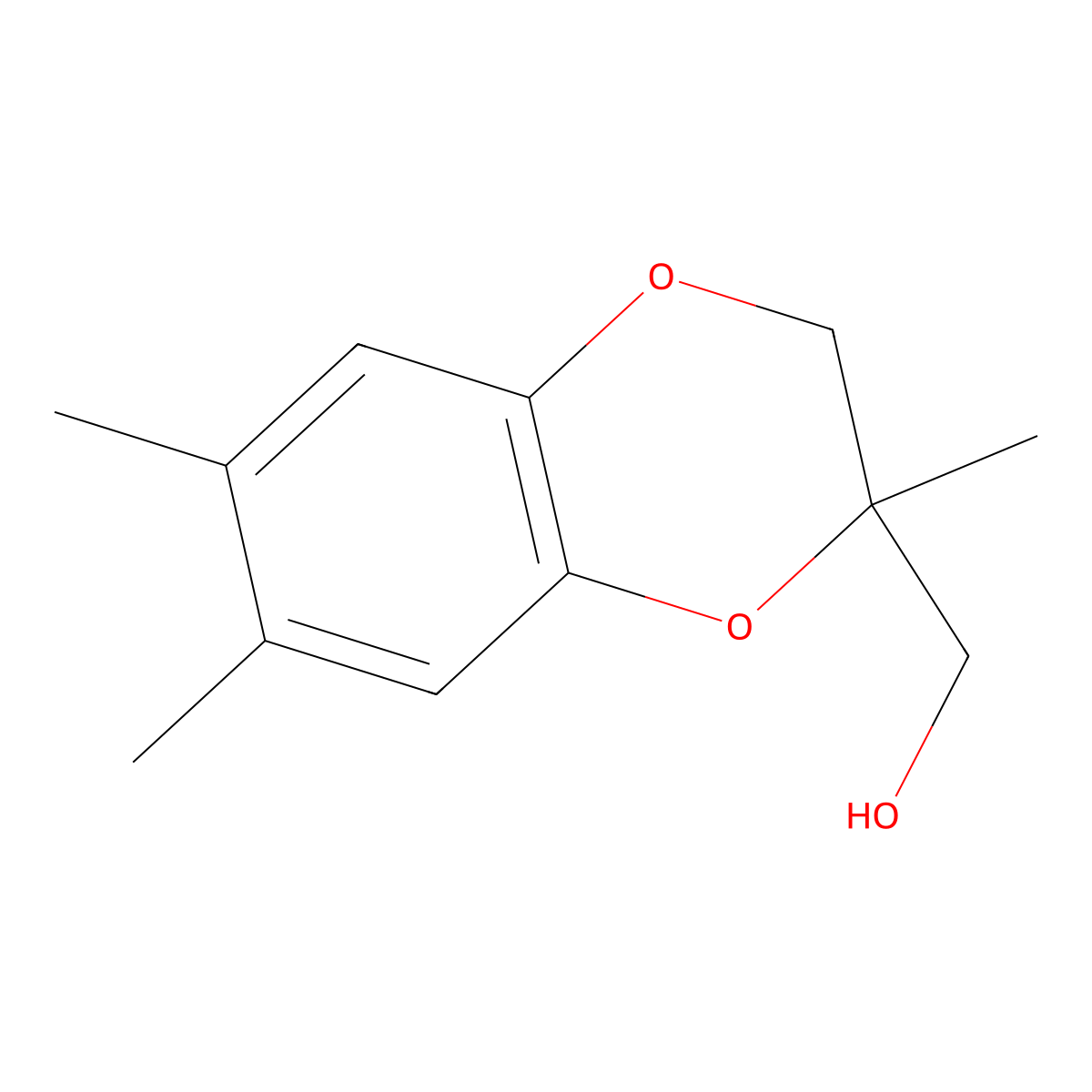 (2,6,7-Trimethyl-2,3-dihydro-1,4-benzodioxin-2-yl)methanol molecular structure, CAS 2060038-06-2