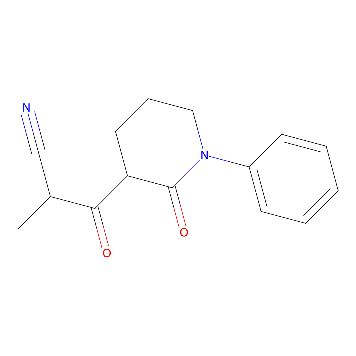 2-Methyl-3-oxo-3-(2-oxo-1-phenylpiperidin-3-yl)propanenitrile molecular structure, CAS 2060038-09-5