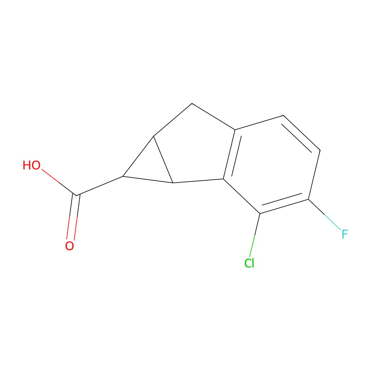 2-Chloro-3-fluoro-1H,1aH,6H,6aH-cyclopropa[a]indene-1-carboxylic acid molecular structure, CAS 2060038-10-8