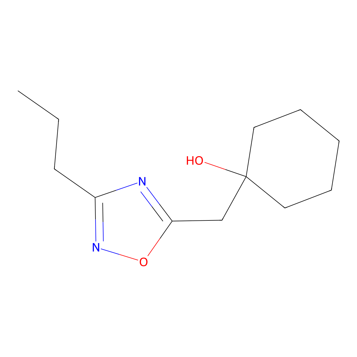 1-[(3-Propyl-1,2,4-oxadiazol-5-yl)methyl]cyclohexan-1-ol molecular structure, CAS 2060038-17-5