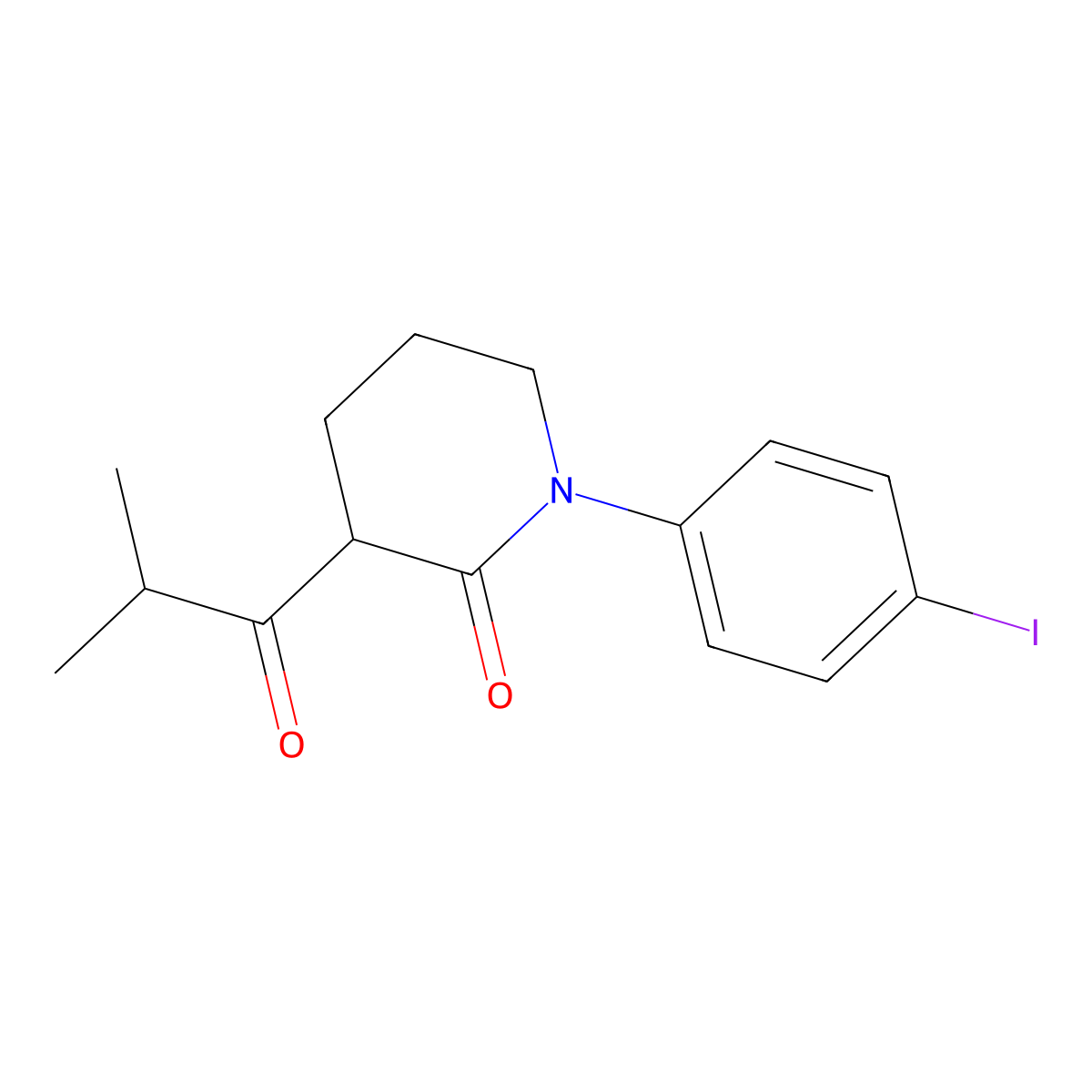 1-(4-Iodophenyl)-3-(2-methylpropanoyl)piperidin-2-one molecular structure, CAS 2060038-20-0
