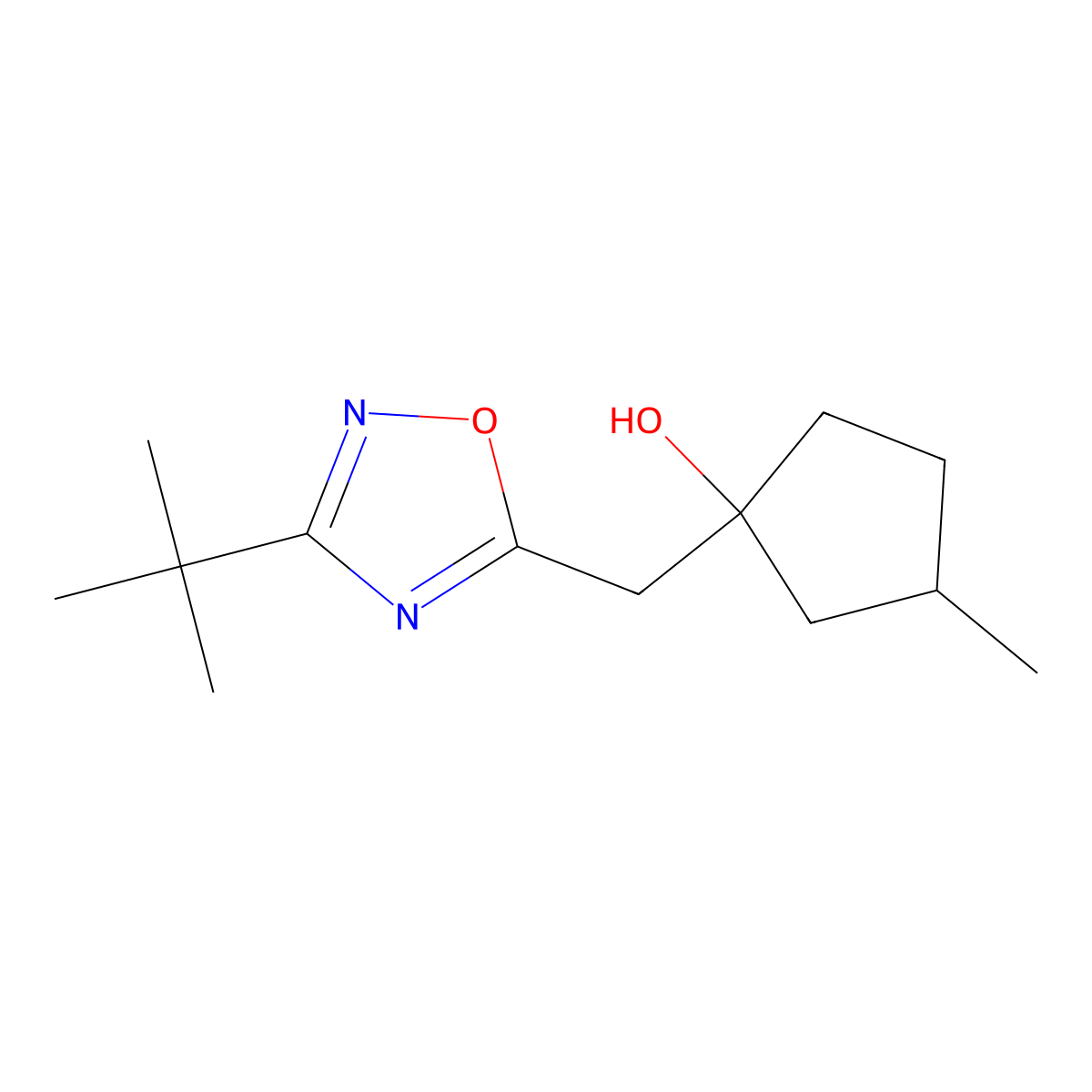 1-[(3-tert-Butyl-1,2,4-oxadiazol-5-yl)methyl]-3-methylcyclopentan-1-ol molecular structure, CAS 2060038-21-1