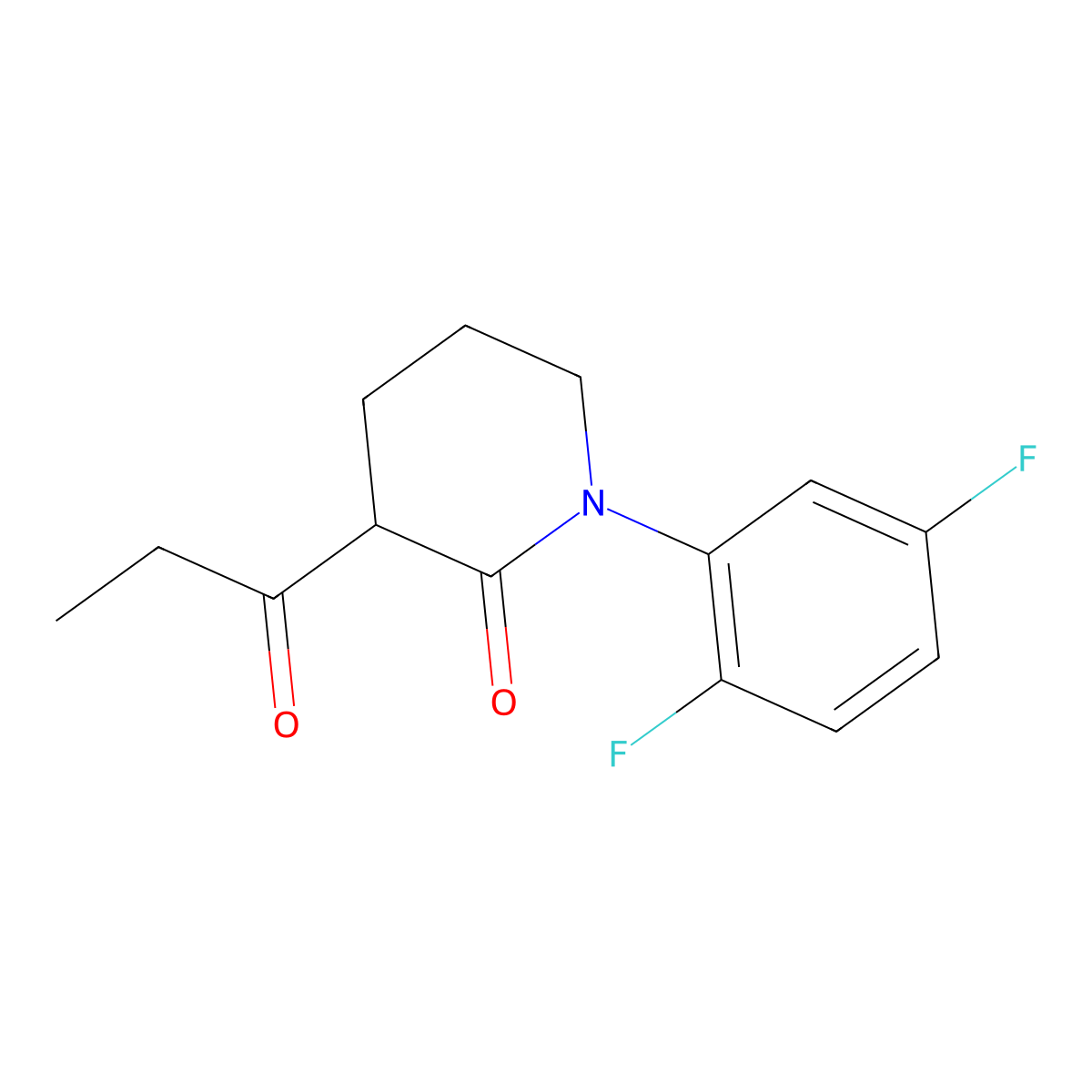 1-(2,5-Difluorophenyl)-3-propanoylpiperidin-2-one molecular structure, CAS 2060038-22-2
