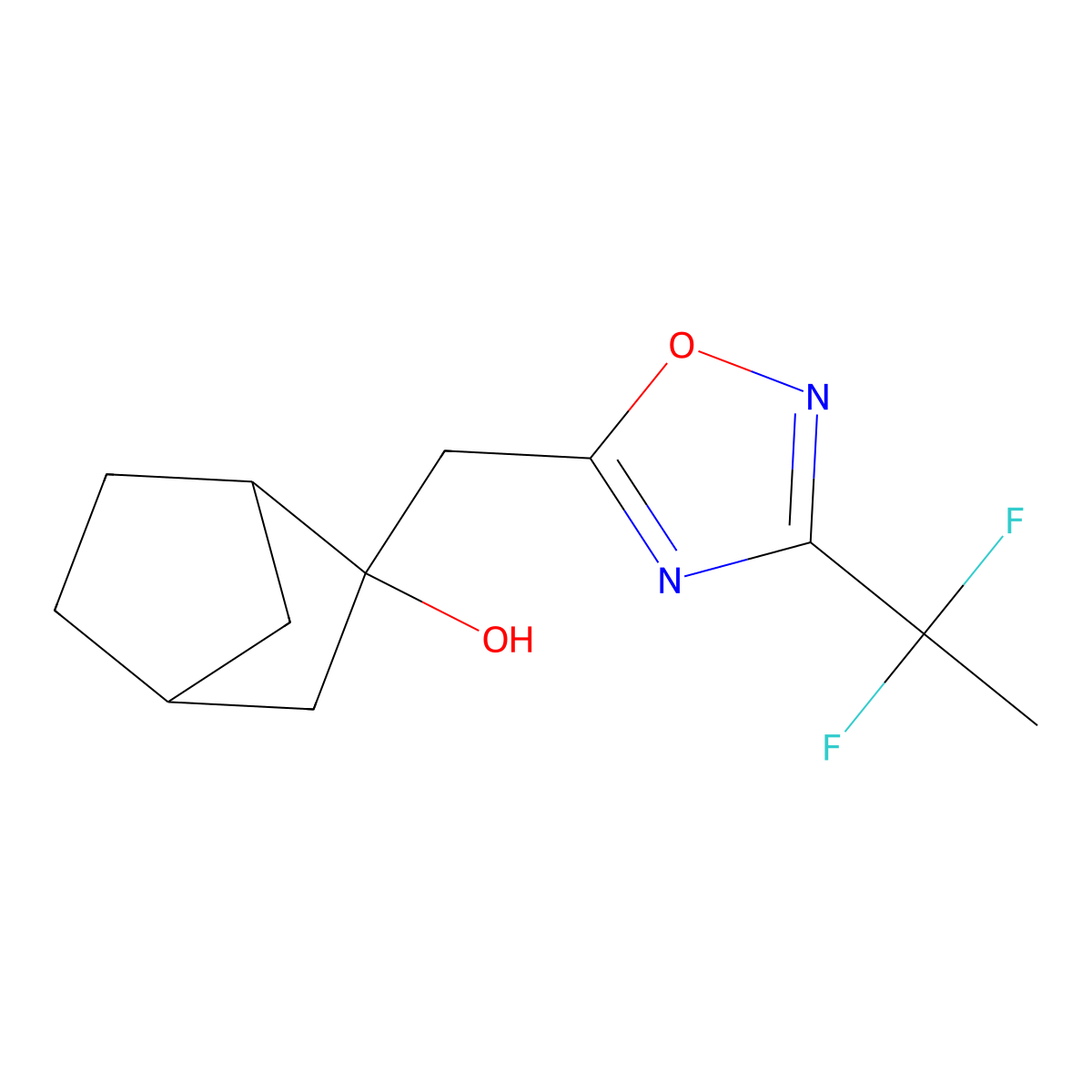 2-{[3-(1,1-Difluoroethyl)-1,2,4-oxadiazol-5-yl]methyl}bicyclo[2.2.1]heptan-2-ol molecular structure, CAS 2060038-23-3