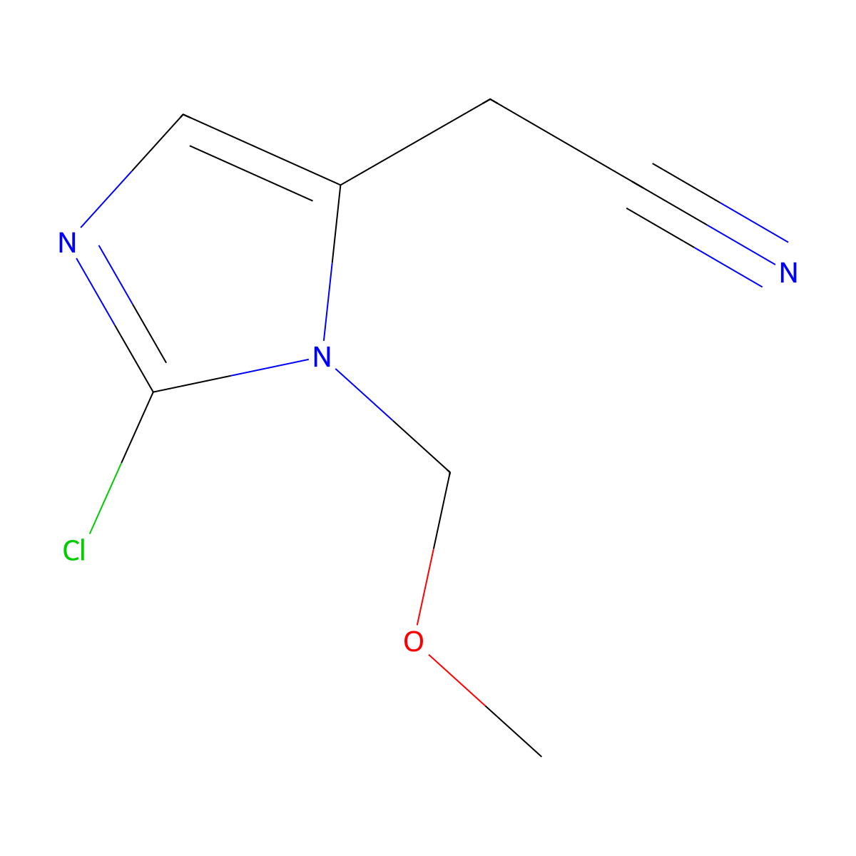 2-[2-Chloro-1-(methoxymethyl)-1H-imidazol-5-yl]acetonitrile molecular structure, CAS 2060038-33-5