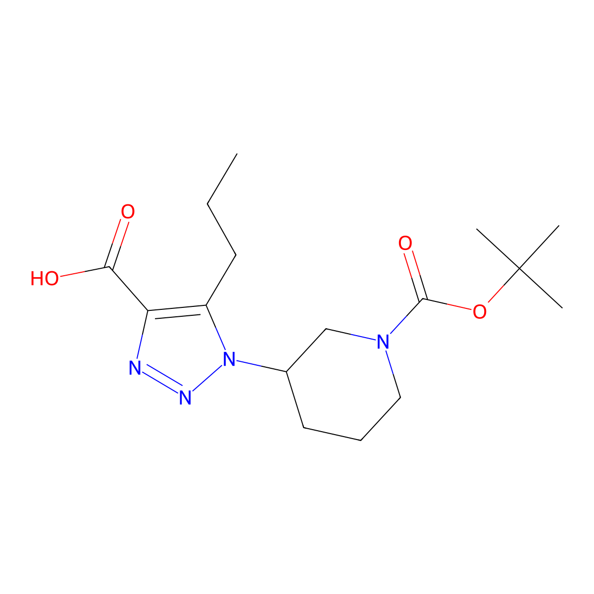 1-{1-[(tert-butoxy)carbonyl]piperidin-3-yl}-5-propyl-1H-1,2,3-triazole-4-carboxylic acid molecular structure, CAS 2060038-34-6