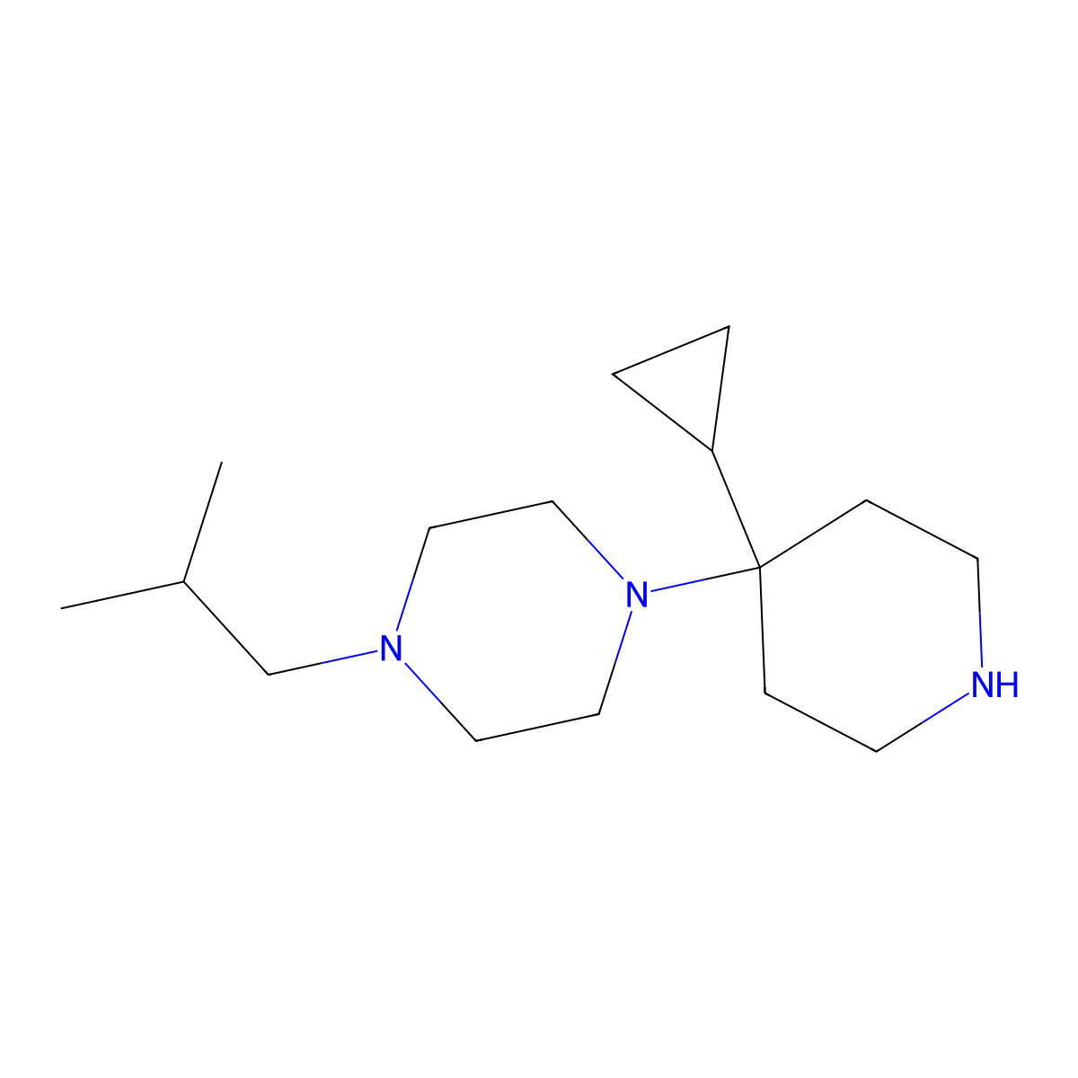 1-(4-Cyclopropylpiperidin-4-yl)-4-(2-methylpropyl)piperazine molecular structure, CAS 2060038-38-0