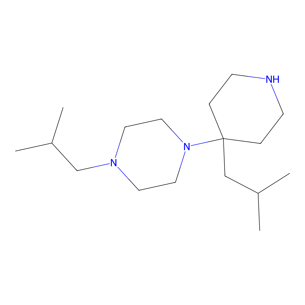 1-(2-Methylpropyl)-4-[4-(2-methylpropyl)piperidin-4-yl]piperazine molecular structure, CAS 2060038-47-1