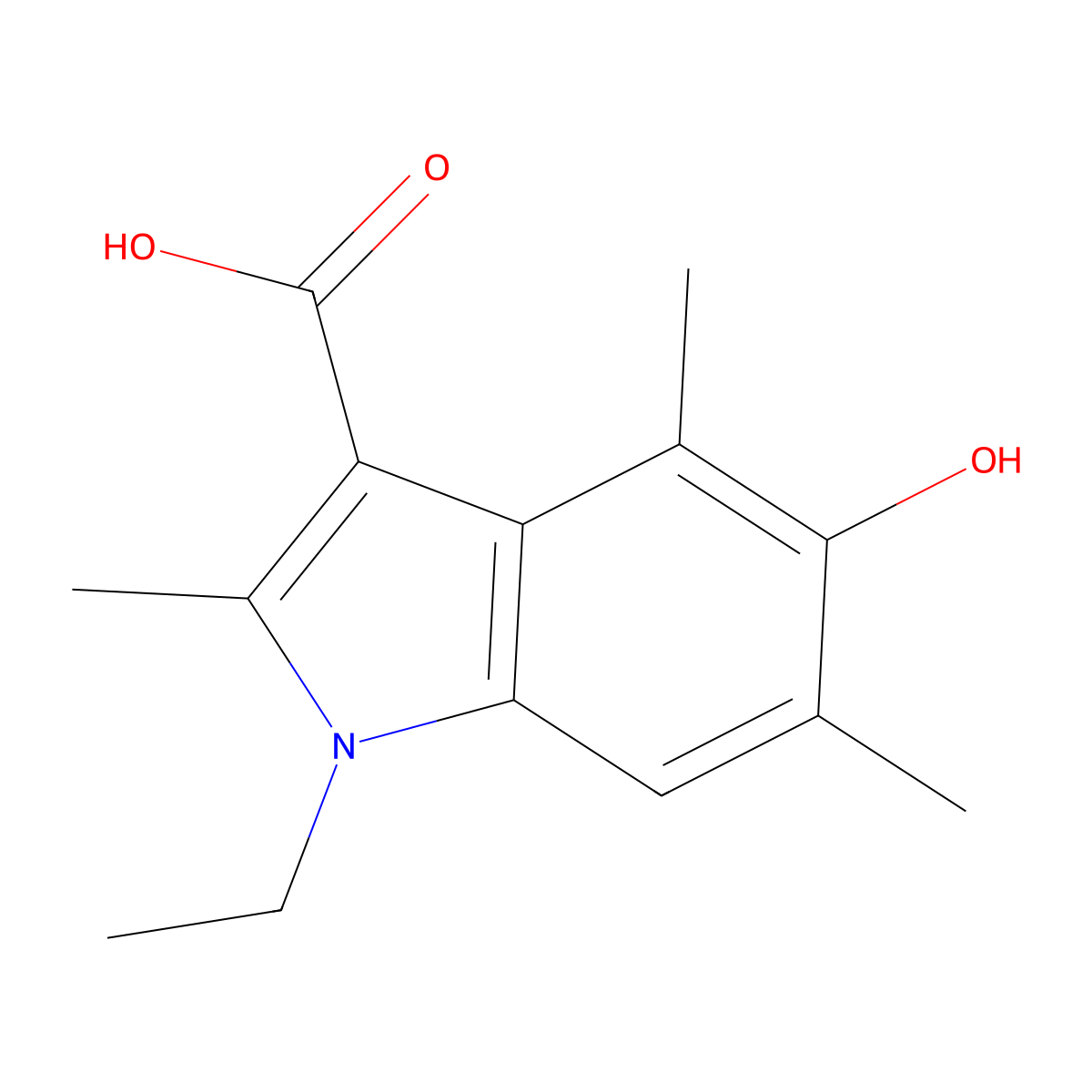 1-Ethyl-5-hydroxy-2,4,6-trimethyl-1H-indole-3-carboxylic acid molecular structure, CAS 2060038-62-0