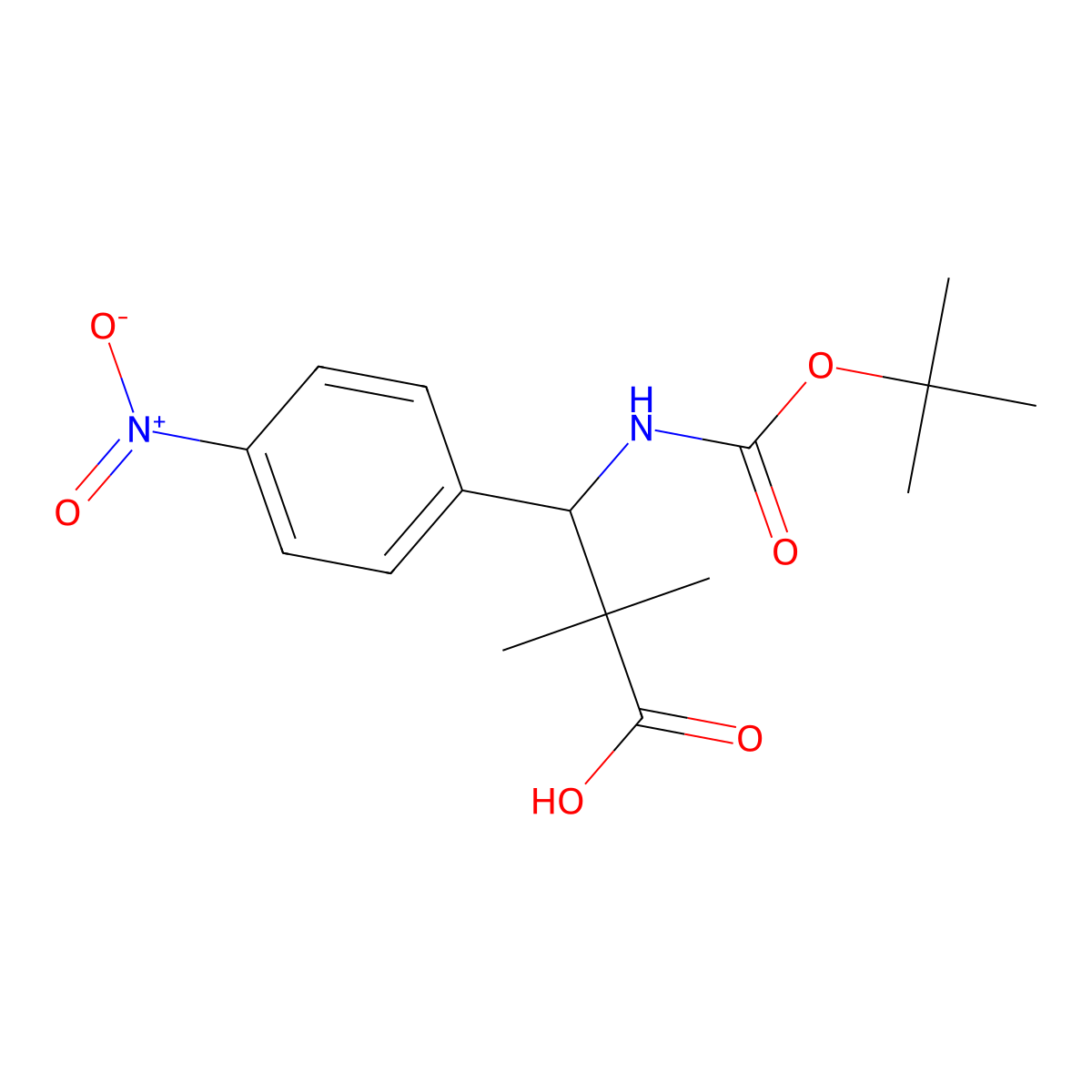 3-{[(Tert-butoxy)carbonyl]amino}-2,2-dimethyl-3-(4-nitrophenyl)propanoic acid molecular structure, CAS 2060038-74-4