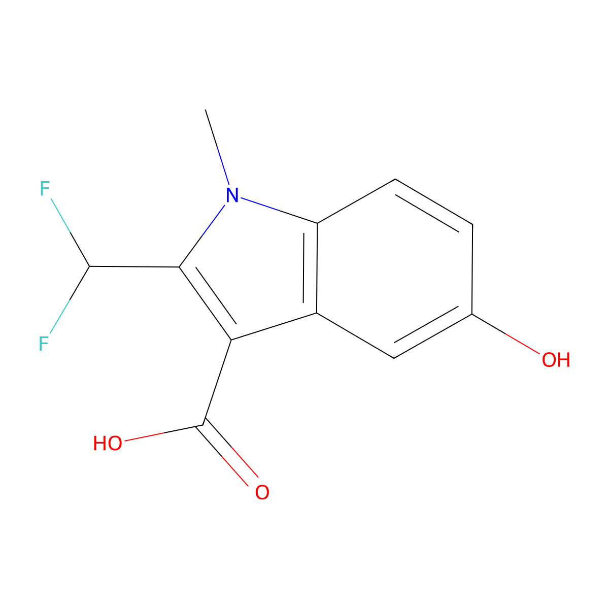 2-(Difluoromethyl)-5-hydroxy-1-methyl-1H-indole-3-carboxylic acid molecular structure, CAS 2060038-76-6