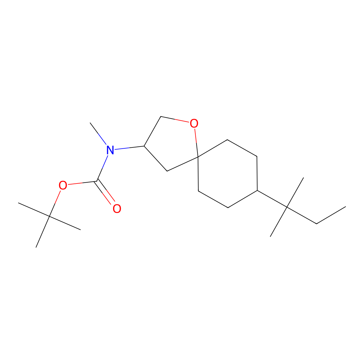tert-Butyl N-methyl-N-[8-(2-methylbutan-2-yl)-1-oxaspiro[4.5]decan-3-yl]carbamate molecular structure, CAS 2060038-78-8