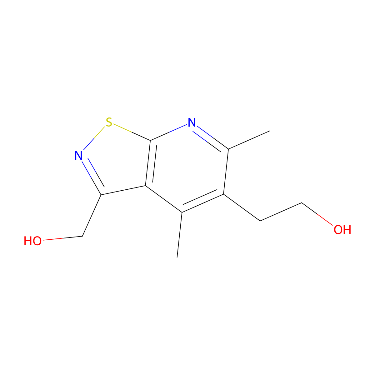 2-[3-(Hydroxymethyl)-4,6-dimethyl-[1,2]thiazolo[5,4-b]pyridin-5-yl]ethan-1-ol molecular structure, CAS 2060038-87-9