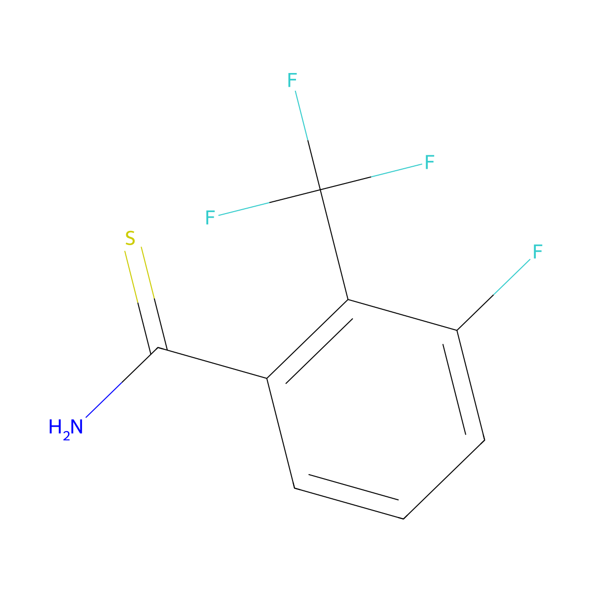 3-Fluoro-2-(trifluoromethyl)benzene-1-carbothioamide molecular structure, CAS 2060038-90-4