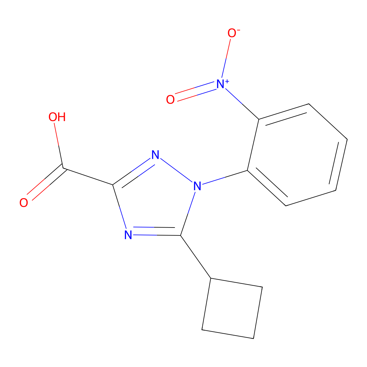 5-Cyclobutyl-1-(2-nitrophenyl)-1H-1,2,4-triazole-3-carboxylic acid molecular structure, CAS 2060038-93-7