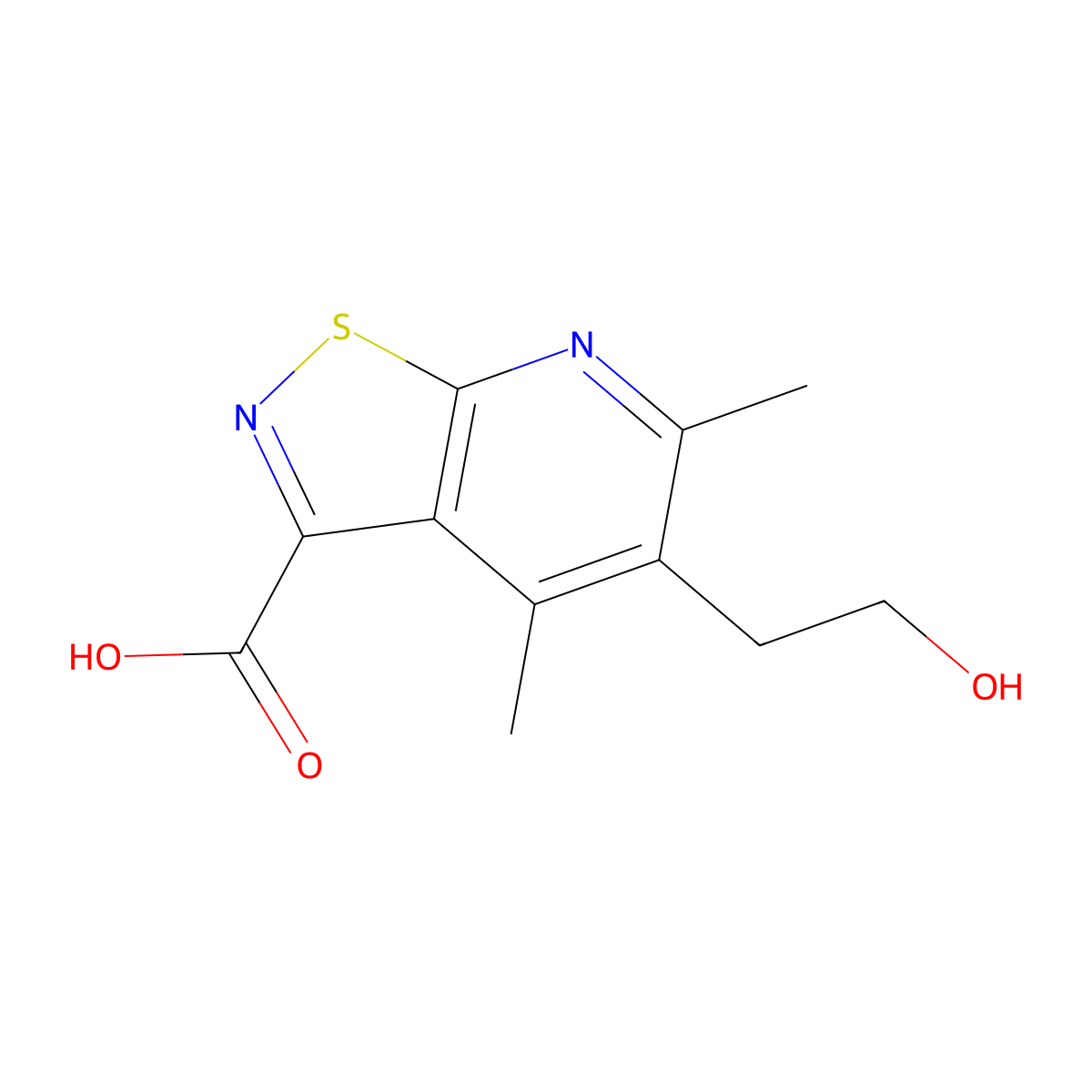 5-(2-Hydroxyethyl)-4,6-dimethyl-[1,2]thiazolo[5,4-b]pyridine-3-carboxylic acid molecular structure, CAS 2060038-94-8