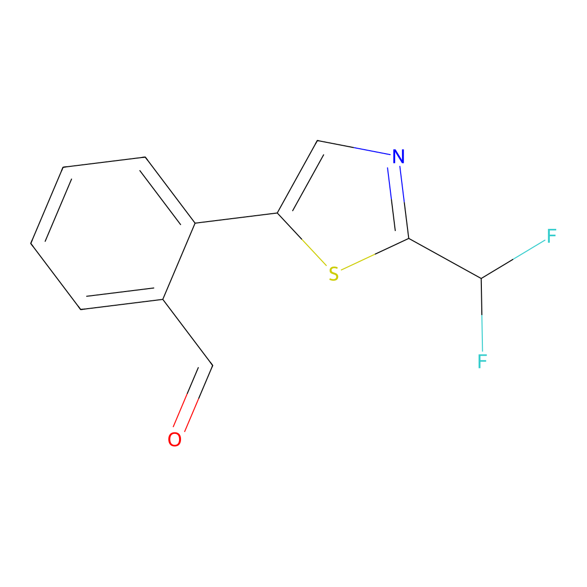 2-[2-(Difluoromethyl)-1,3-thiazol-5-yl]benzaldehyde molecular structure, CAS 2060038-96-0