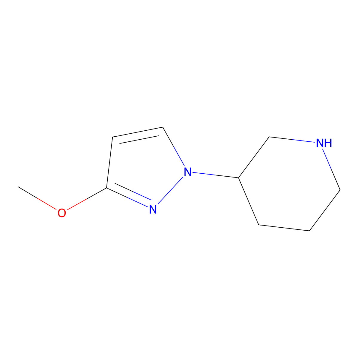 3-(3-Methoxy-1H-pyrazol-1-yl)piperidine molecular structure, CAS 2060038-99-3
