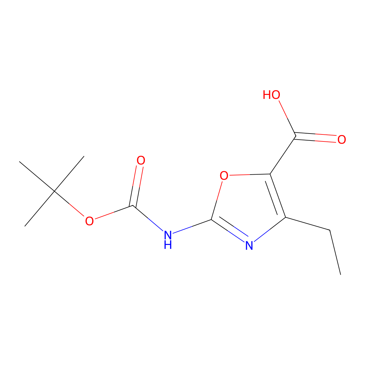 2-{[(Tert-butoxy)carbonyl]amino}-4-ethyl-1,3-oxazole-5-carboxylic acid molecular structure, CAS 2060039-05-4