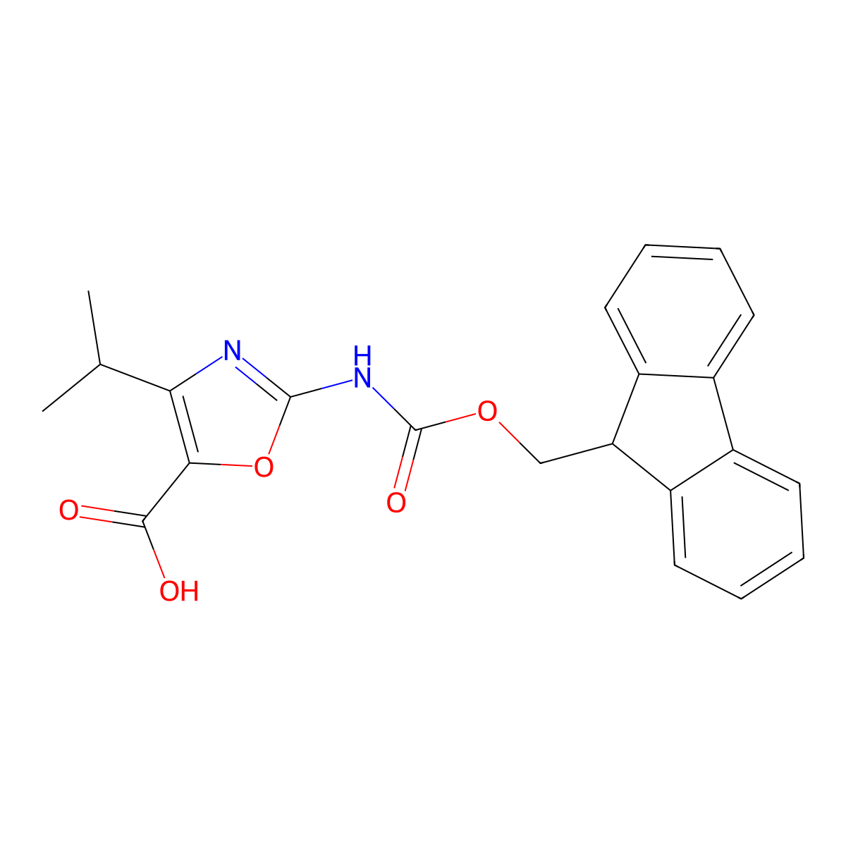 2-({[(9H-fluoren-9-yl)methoxy]carbonyl}amino)-4-(propan-2-yl)-1,3-oxazole-5-carboxylic acid molecular structure, CAS 2060039-06-5