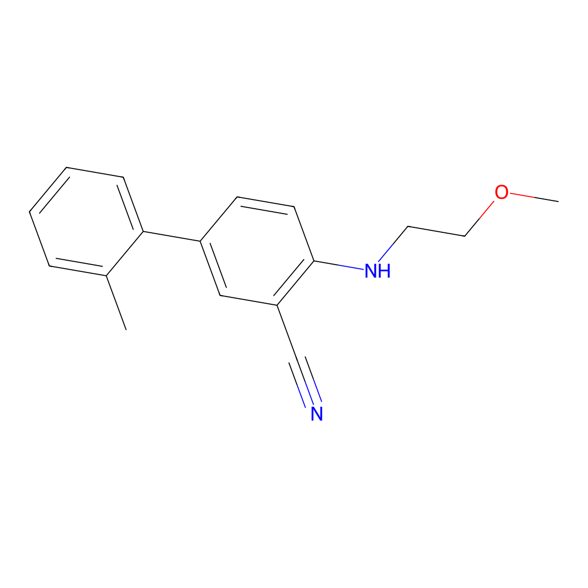 2-[(2-Methoxyethyl)amino]-5-(2-methylphenyl)benzonitrile molecular structure, CAS 2060039-07-6