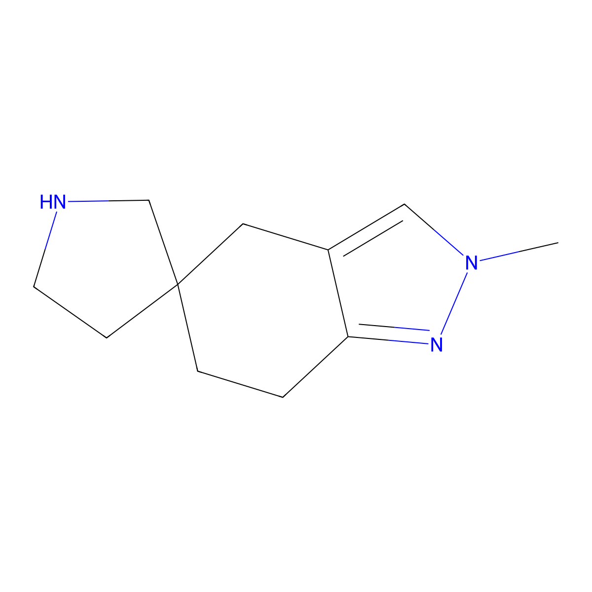 2-Methyl-2,4,6,7-tetrahydrospiro[indazole-5,3'-pyrrolidine] molecular structure, CAS 2060039-08-7