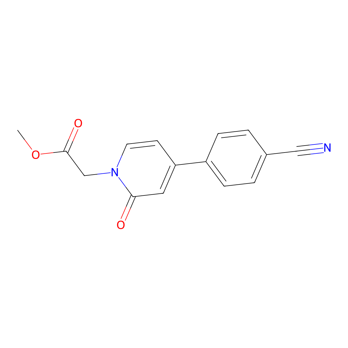 Methyl 2-[4-(4-cyanophenyl)-2-oxo-1,2-dihydropyridin-1-yl]acetate molecular structure, CAS 2060039-13-4
